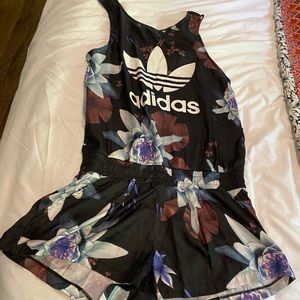 Adidas lotus print silky romper/jumpsuit